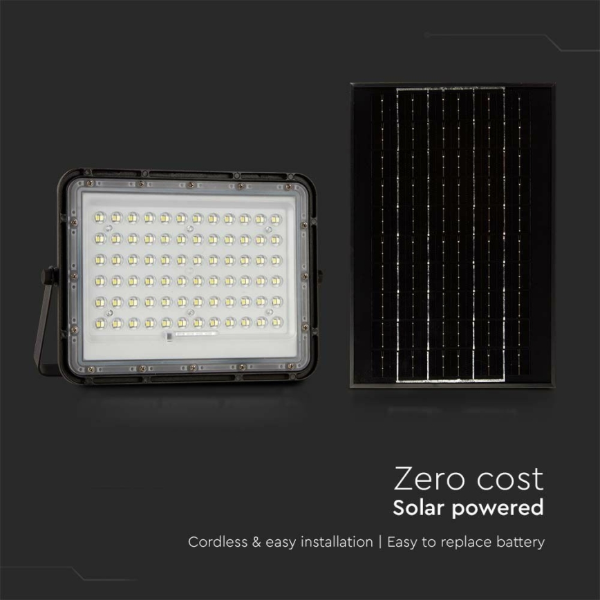 LED Āra aptumšojama saules enerģijas Prožektors LED/15W/3,2V IP65 6400K 12000 mAh melna + tālvadības pults