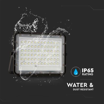 LED Āra aptumšojama saules enerģijas prožektors LED/15W/3,2V IP65 6400K melna + tālvadības pults