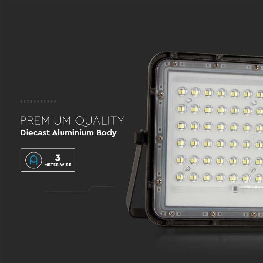 LED Āra aptumšojama saules enerģijas Prožektors LED/15W/3,2V IP65 6400K 12000 mAh melna + tālvadības pults