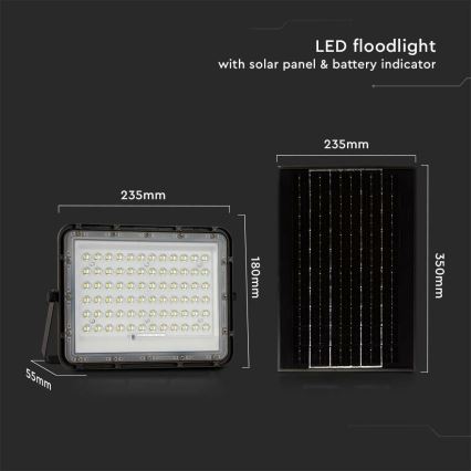 LED Āra aptumšojama saules enerģijas Prožektors LED/15W/3,2V IP65 6400K 12000 mAh melna + tālvadības pults