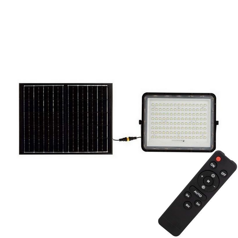 LED Āra saules enerģijas prožektors LED/200W/3,2V 4000K melna IP65 16000 mAh + tālvadības pults