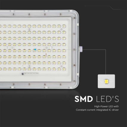 LED Āra saules enerģijas prožektors LED/20W/3,2V 4000K balta IP65 + tālvadības pults