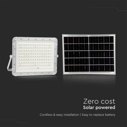 LED Āra saules enerģijas prožektors LED/20W/3,2V 4000K balta IP65 + tālvadības pults