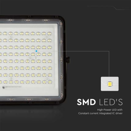 LED Āra saules enerģijas prožektors LED/200W/3,2V 4000K melna IP65 16000 mAh + tālvadības pults