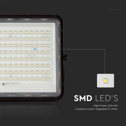 LED Āra saules enerģijas prožektors LED/200W/3,2V 4000K melna IP65 + tālvadības pults