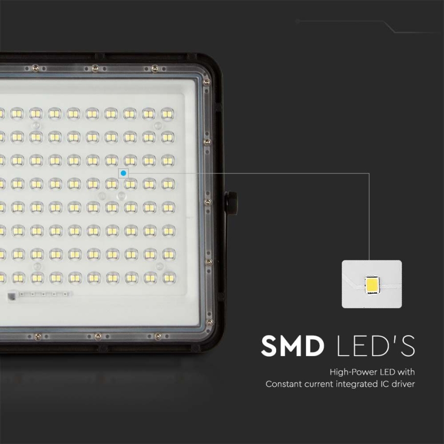 LED Āra saules enerģijas prožektors LED/200W/3,2V 4000K melna IP65 16000 mAh + tālvadības pults