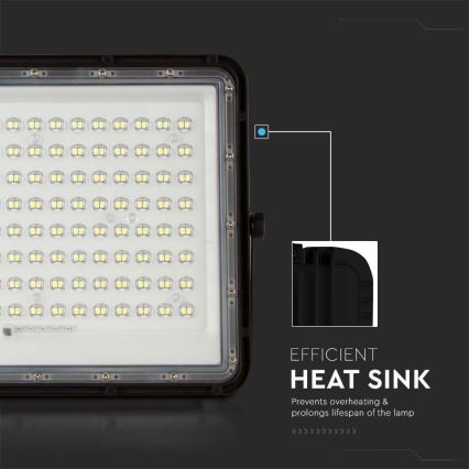 LED Āra saules enerģijas prožektors LED/200W/3,2V 4000K melna IP65 16000 mAh + tālvadības pults