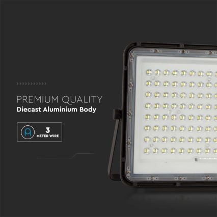 LED Āra saules enerģijas prožektors LED/200W/3,2V 4000K melna IP65 16000 mAh + tālvadības pults