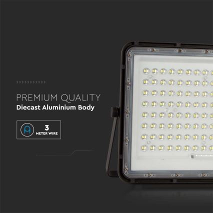 LED Āra saules enerģijas prožektors LED/200W/3,2V 4000K melna IP65 + tālvadības pults