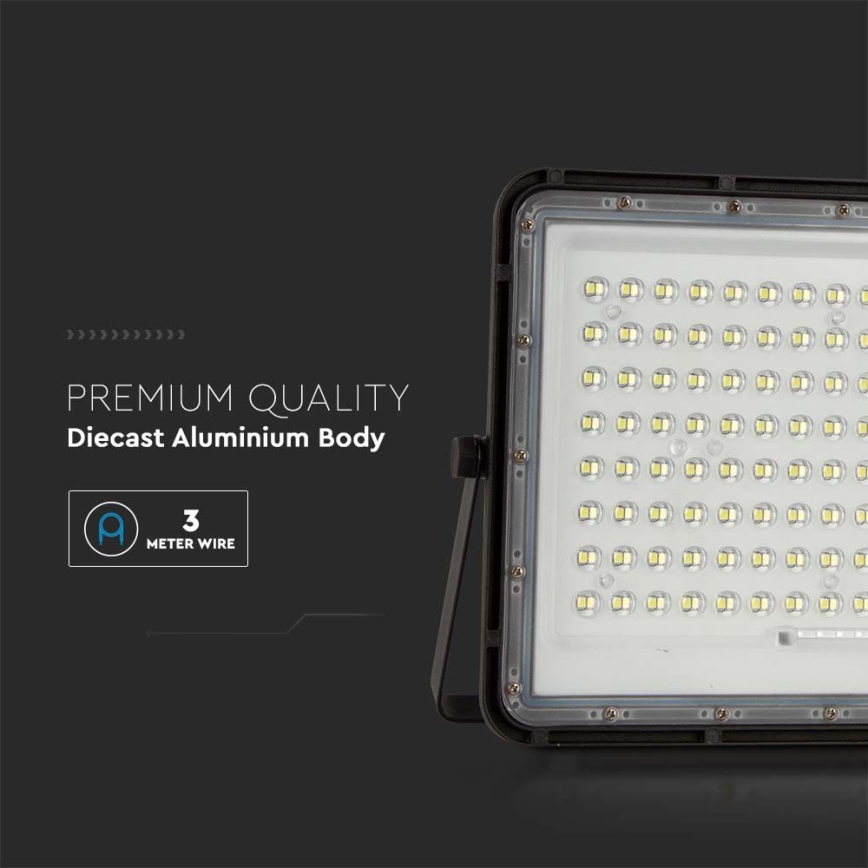 LED Āra saules enerģijas prožektors LED/200W/3,2V 4000K melna IP65 16000 mAh + tālvadības pults
