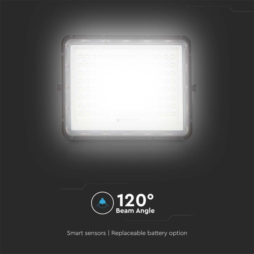LED Āra saules enerģijas prožektors LED/200W/3,2V 4000K melna IP65 16000 mAh + tālvadības pults