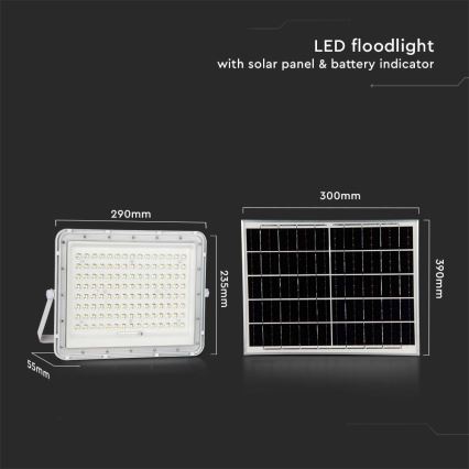 LED Āra saules enerģijas prožektors LED/20W/3,2V 6400K balta IP65 16000 mAh + tālvadības pults
