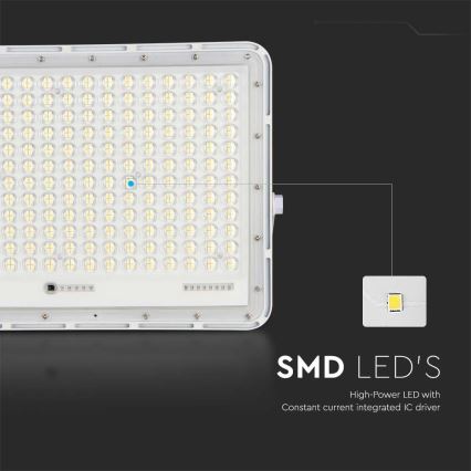 LED Āra saules enerģijas prožektors LED/30W/3,2V 4000K balta IP65 + tālvadības pults