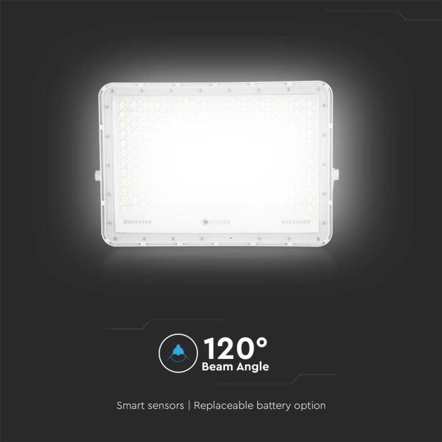 LED Āra saules enerģijas prožektors LED/30W/3,2V 4000K balta IP65 + tālvadības pults