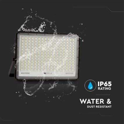 LED Āra saules enerģijas prožektors LED/30W/3,2V 4000K melna IP65 + tālvadības pults