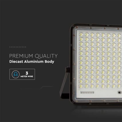 LED Āra saules enerģijas prožektors LED/30W/3,2V 4000K melna IP65 + tālvadības pults