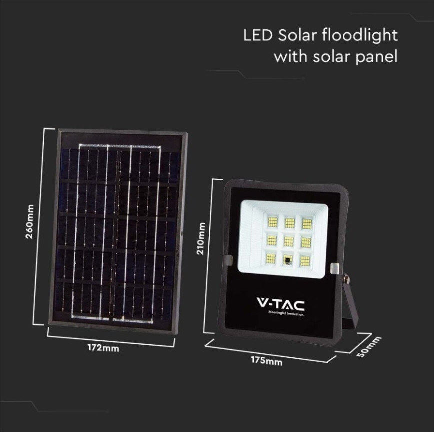 LED Āra saules enerģijas prožektors LED/6W/3,2V 6400K IP65 + tālvadības pults