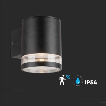 LED Āra saules enerģijas sienas lampa ar sensoru LED/1W/3,7V 3000K IP54 melna