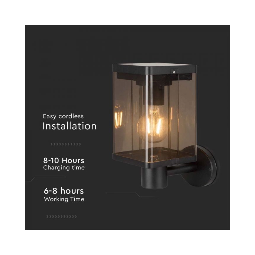 LED Āra saules enerģijas sienas lampa ar sensoru LED/2,5W/3,7V 3000K IP54