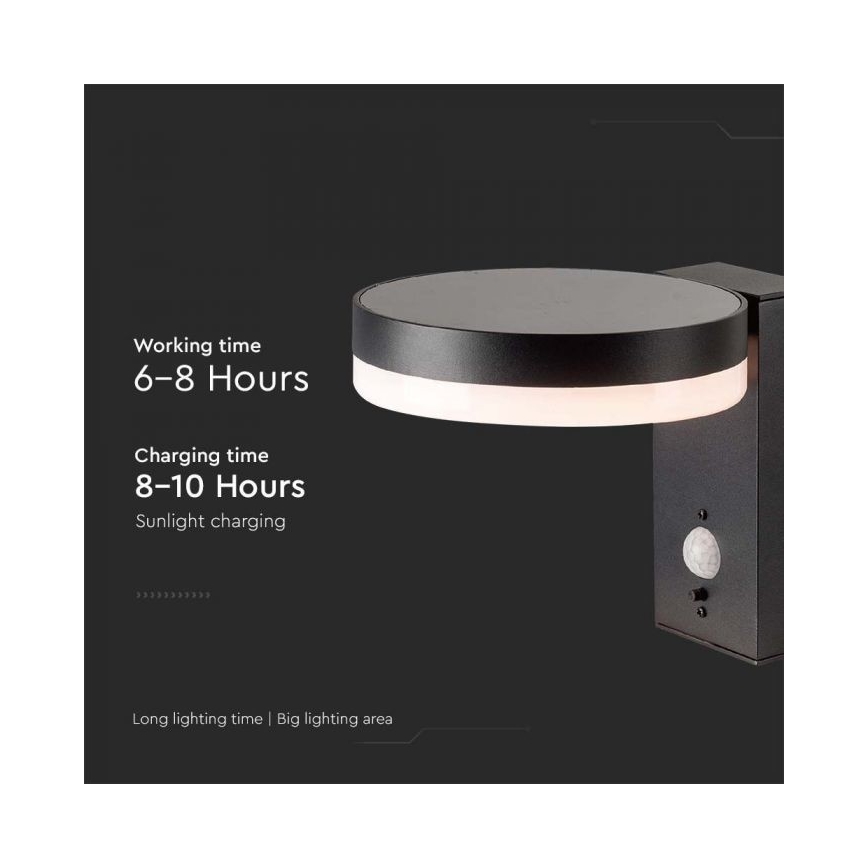 LED Āra saules enerģijas sienas lampa ar sensoru LED/5,5W/3,7V 3000K IP54