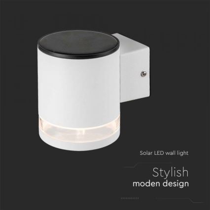 LED Āra saules enerģijas sienas lampa LED/1W/3,7V 3000K IP54 1200 mAh balta