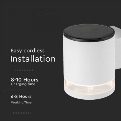 LED Āra saules enerģijas sienas lampa LED/1W/3,7V 3000K IP54 1200 mAh balta