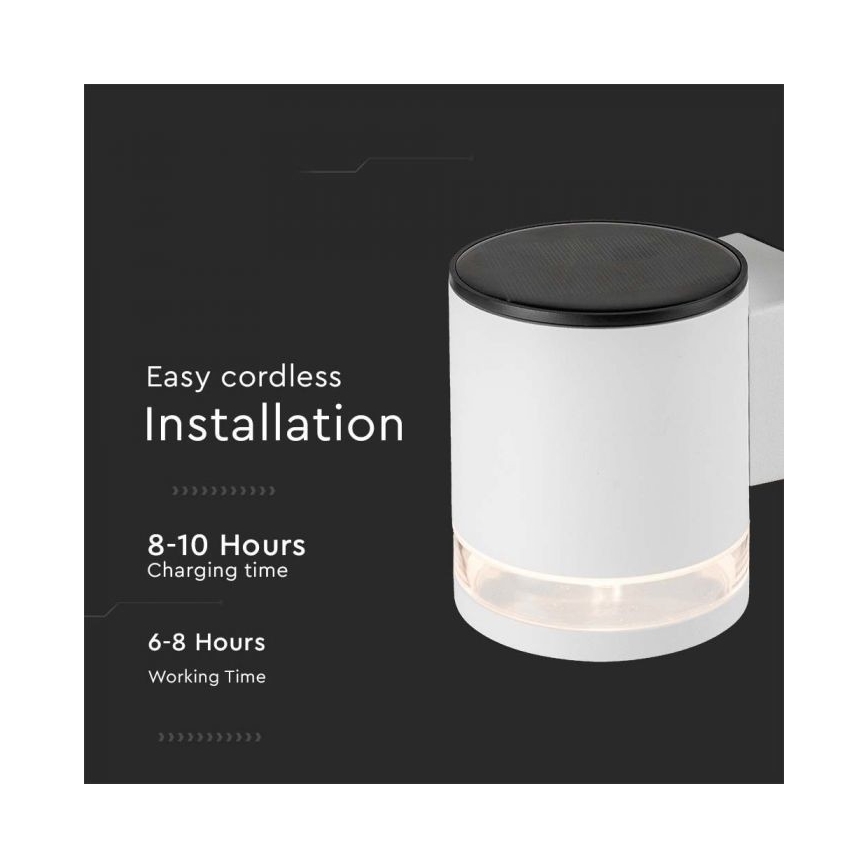 LED Āra saules enerģijas sienas lampa LED/1W/3,7V 3000K IP54 1200 mAh balta