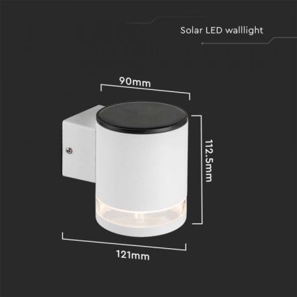 LED Āra saules enerģijas sienas lampa LED/1W/3,7V 3000K IP54 1200 mAh balta