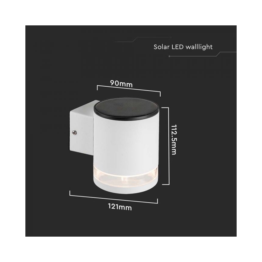 LED Āra saules enerģijas sienas lampa LED/1W/3,7V 3000K IP54 1200 mAh balta