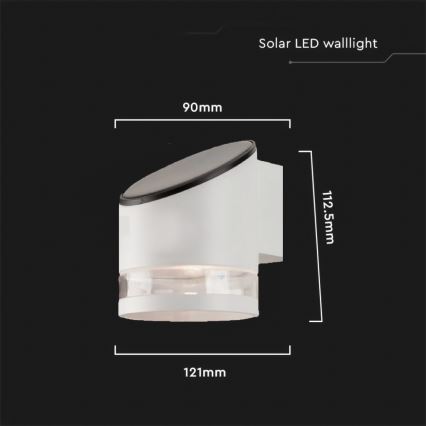 LED Āra saules enerģijas sienas lampa LED/1W/3,7V 3000K IP54 balta