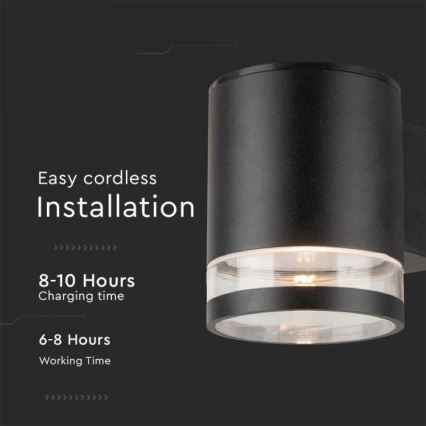 LED Āra saules enerģijas sienas lampa LED/1W/3,7V 3000K IP54 1200 mAh melna