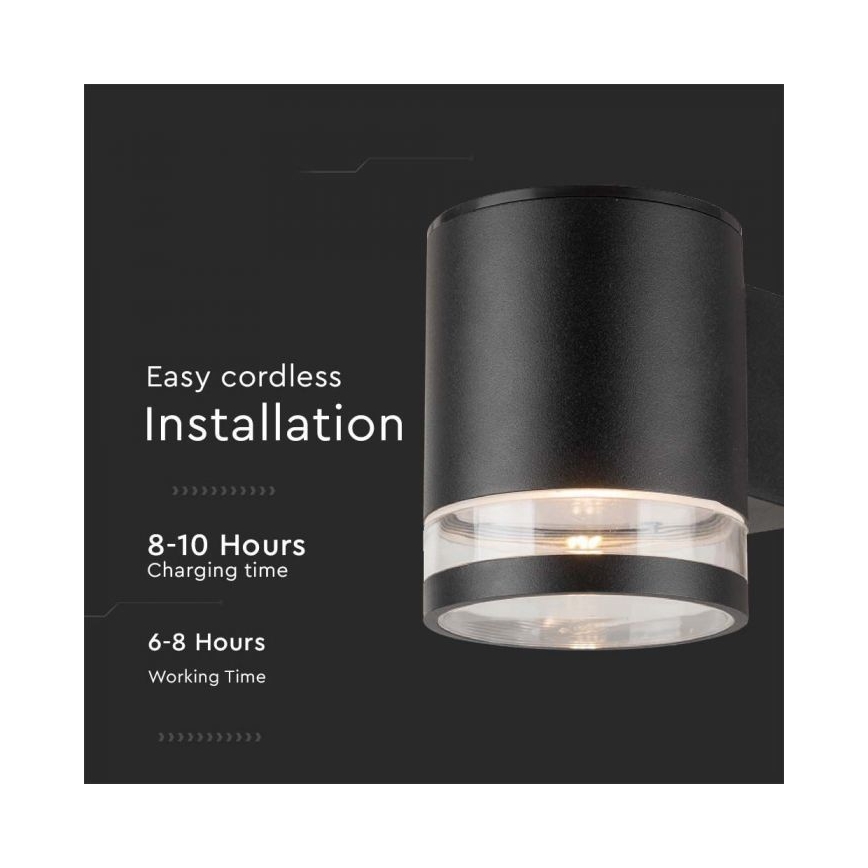 LED Āra saules enerģijas sienas lampa LED/1W/3,7V 3000K IP54 1200 mAh melna