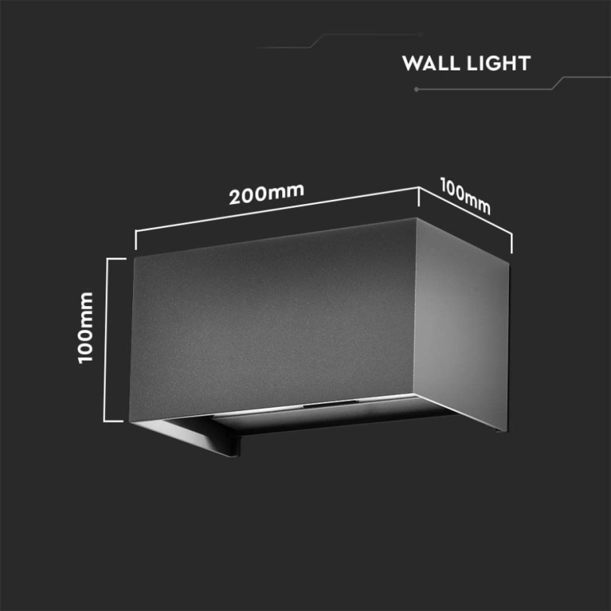 LED āra sienas gaismeklis, 24 W, 230 V, 3000 K, IP65, antracīts