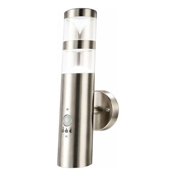 LED āra sienas gaismeklis ar kustības sensoru 1xGU10/5W/230V IP44 matēts hroms