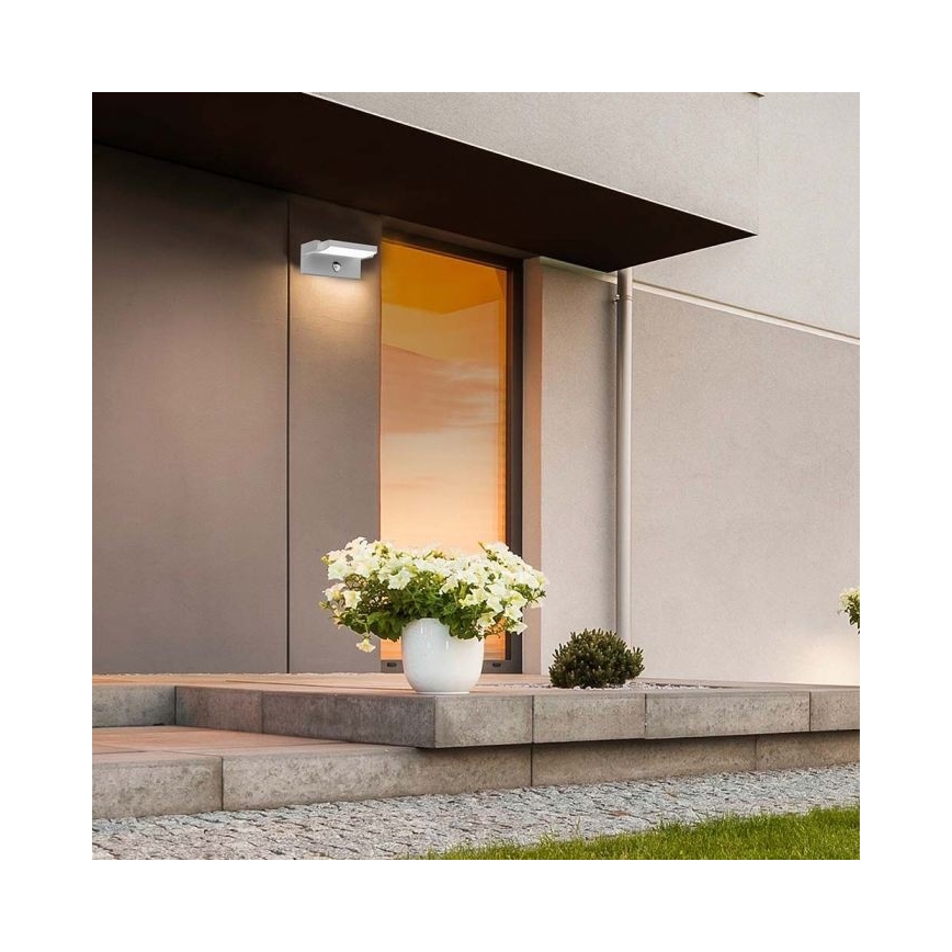 LED āra sienas gaismeklis ar sensoru, 17W, 230V, 4000K, IP65, balts