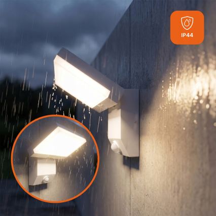 LED āra sienas gaismeklis ar kustības sensoru LED/18W/230V IP44 balts