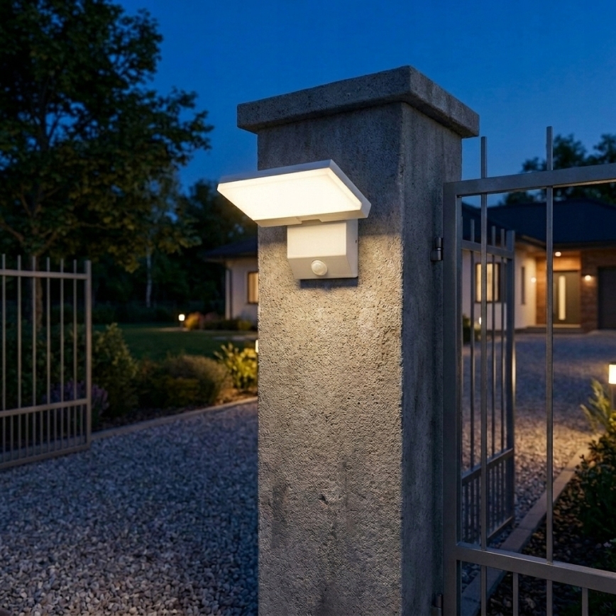 LED āra sienas gaismeklis ar kustības sensoru LED/18W/230V IP44 balts