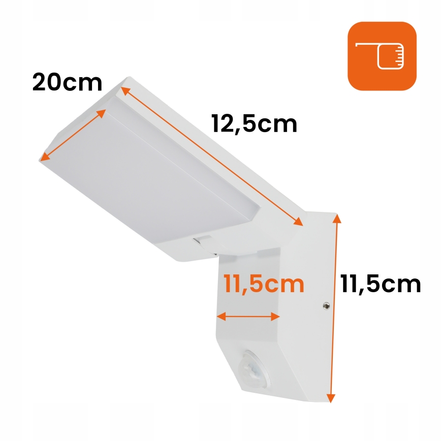 LED āra sienas gaismeklis ar kustības sensoru LED/18W/230V IP44 balts
