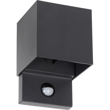 LED āra sienas gaismeklis ar sensoru REKA LED/7W/230V IP54 antracīta, kvadrātveida