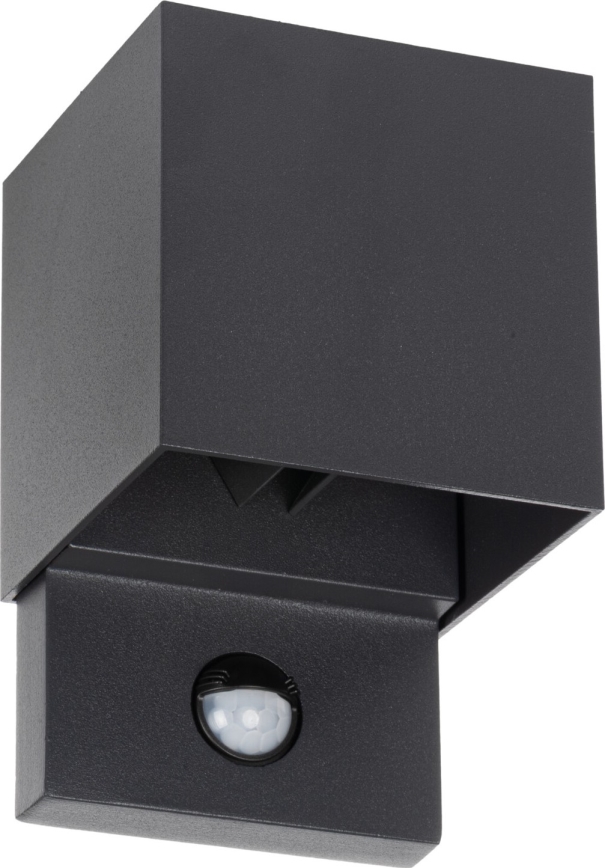 LED āra sienas gaismeklis ar sensoru REKA LED/7W/230V IP54 antracīta, kvadrātveida