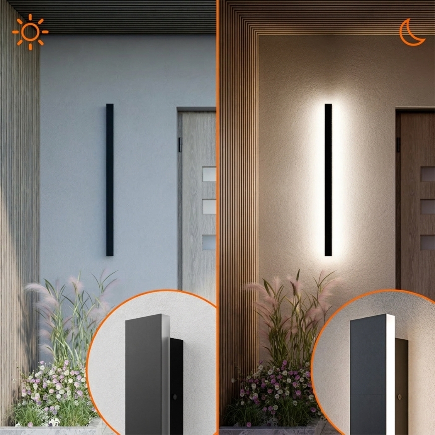LED āra sienas gaismeklis LED/30W/230V 100 cm IP65 melns