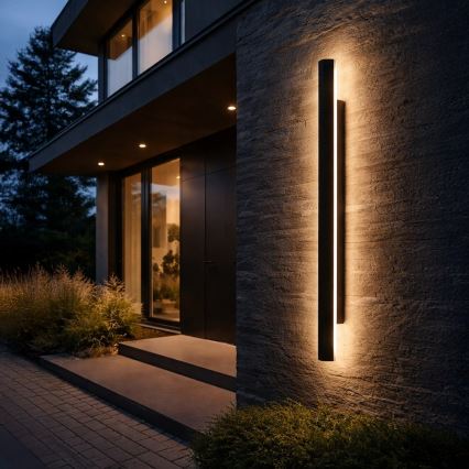 Āra sienas gaismeklis WOW LED/20W/230V 3000/4000/6000K 120 cm IP54 melns