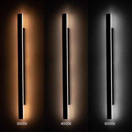 Āra sienas gaismeklis WOW LED/20W/230V 3000/4000/6000K 120 cm IP54 melns