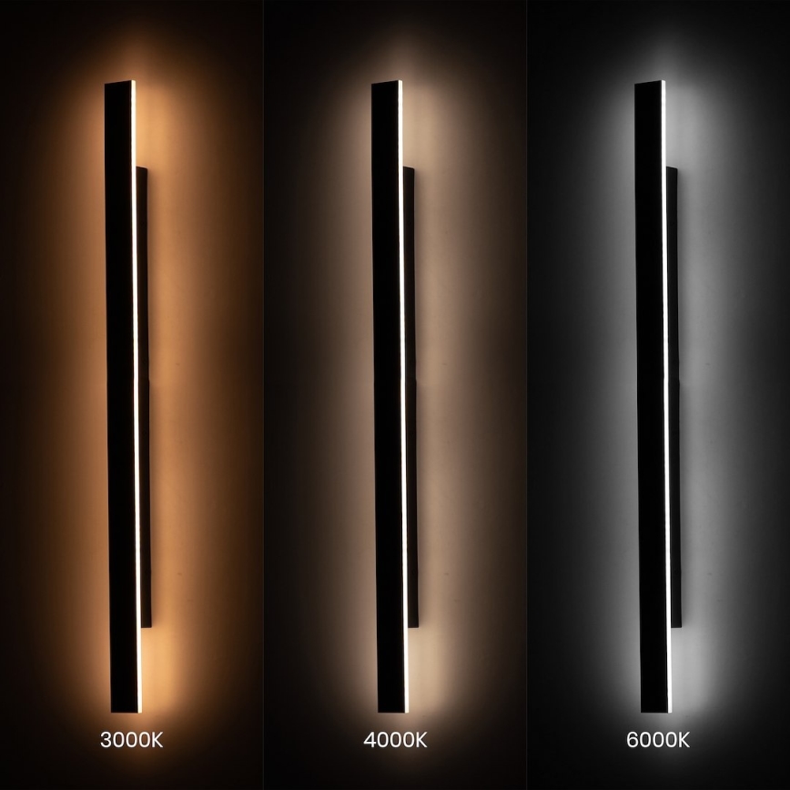 Āra sienas gaismeklis WOW LED/20W/230V 3000/4000/6000K 120 cm IP54 melns