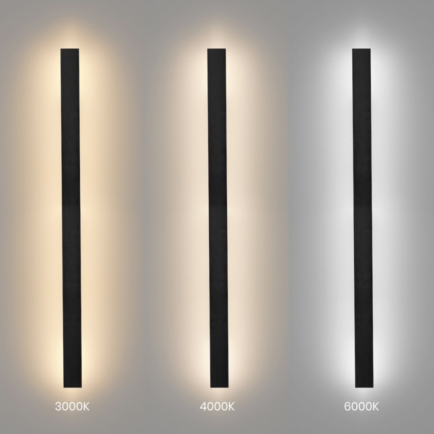 Āra sienas gaismeklis WOW LED/20W/230V 3000/4000/6000K 120 cm IP54 melns