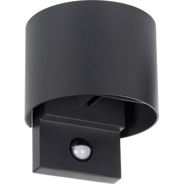 LED āra sienas lampa ar kustības un krēslas sensoru REKA LED/7W/230V IP54 antracīta apaļa