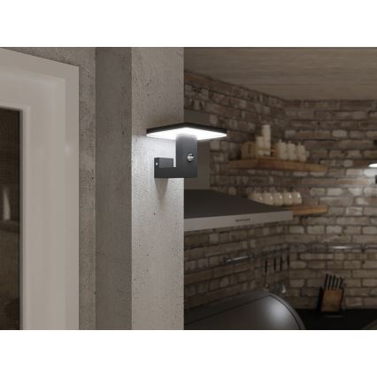 LED Āra sienas lampa ar sensoru BARI LED/10W/230V 4000K IP54 antracīta