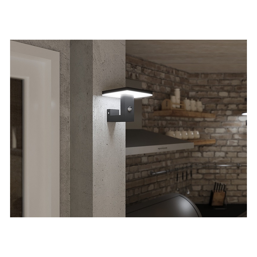 LED Āra sienas lampa ar sensoru BARI LED/10W/230V 4000K IP54 antracīta