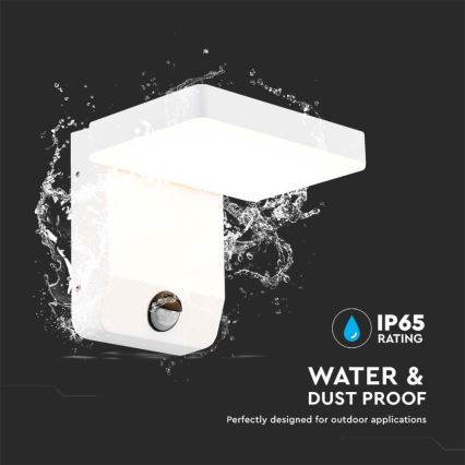 LED Āra sienas locāma lampa ar sensoru LED/17W/230V IP65 3000K, balta