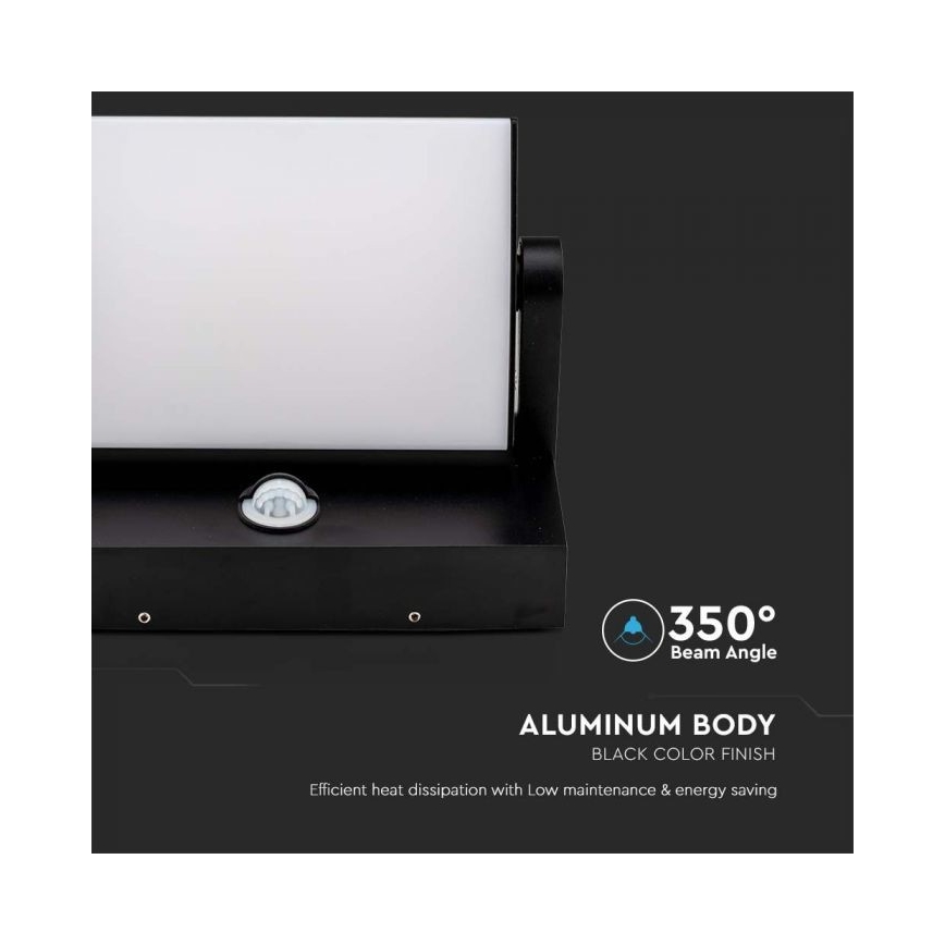 LED Āra sienas lampa ar sensoru LED/17W/230V 4000K IP65 melna